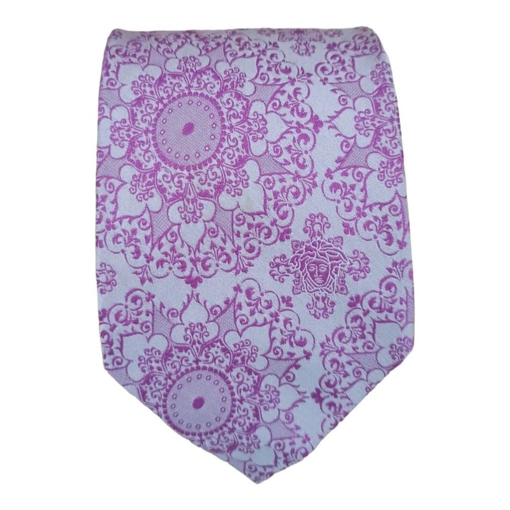 VERSACE Pink Geometric Medusa Silk Tie ITALY 58"/ 3.2" VGC